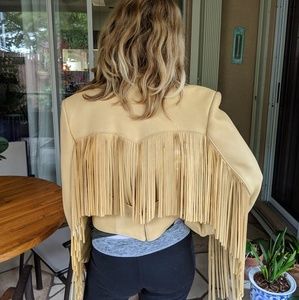 Diamond Leather Western Style Fringe Jacket